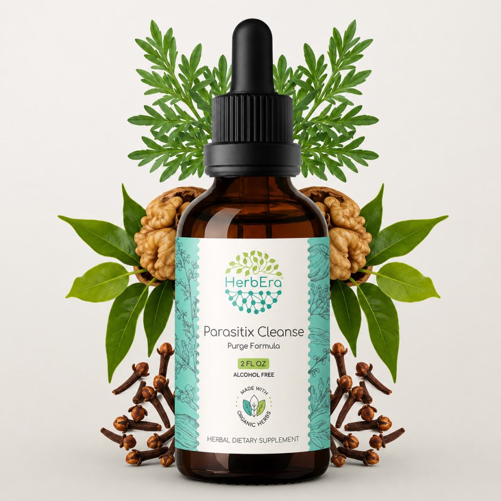 Parasitix Cleanse Tincture Ingredients: Wormwood, Black Walnut, and Clove on the Label